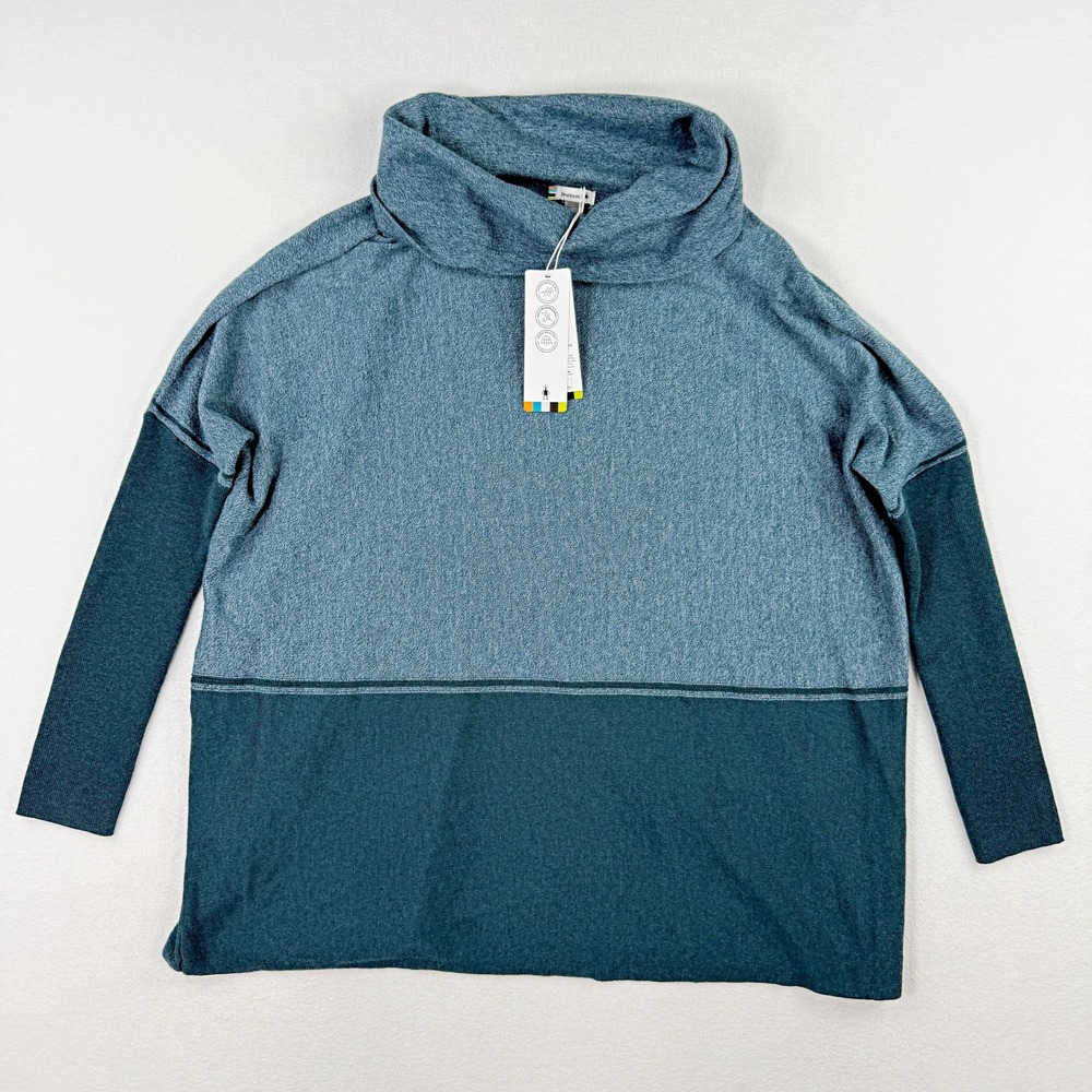 Smartwool Edgewood Poncho Sweater Size M Womens Mist Blue Marle NEW‎